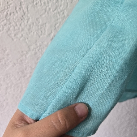 J Jill L love linen‎ Teal Boxy Button Up Tank Top Mother of Pearl - Picture 3 of 6